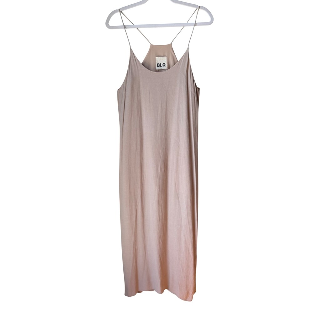 BLQ Racerback Maxi Dress Spaghetti‎ Strap Neutral Beige Minimalist Capsule Small